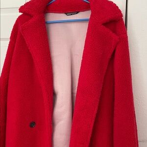 SHEIN Bright Red Teddy Jacket